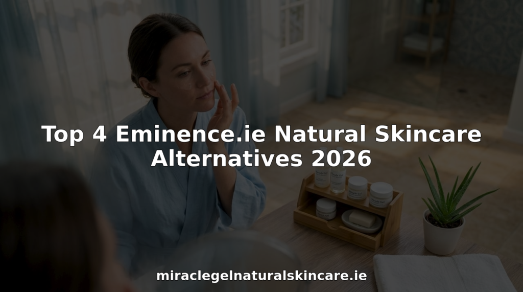 Woman applies natural skincare in bright Dublin bathroom