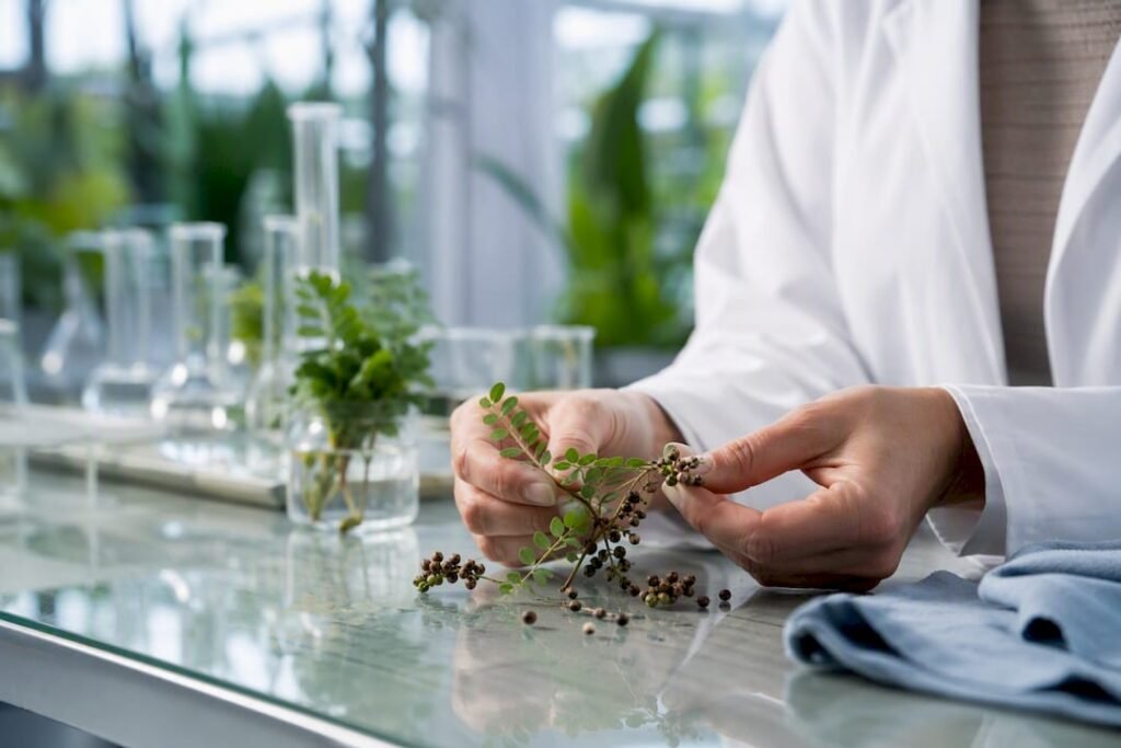 Psoralea corylifolia plant in research setting